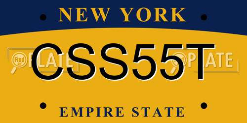 CSS55T New York License Plate