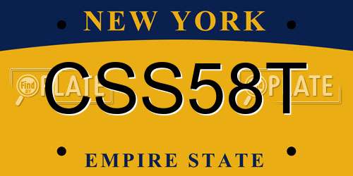 CSS58T New York License Plate