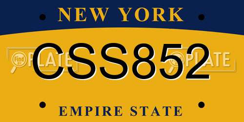 CSS852 New York License Plate