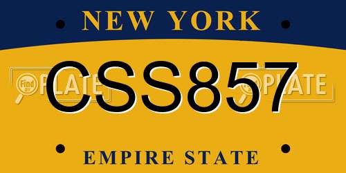 CSS857 New York License Plate