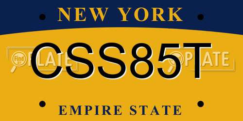 CSS85T New York License Plate