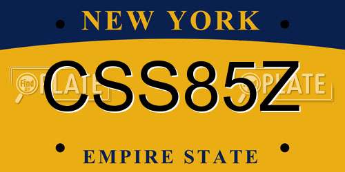 CSS85Z New York License Plate