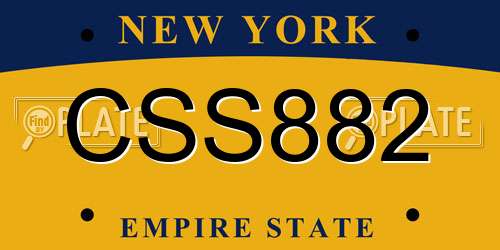 CSS882 New York License Plate