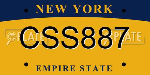CSS887 New York License Plate