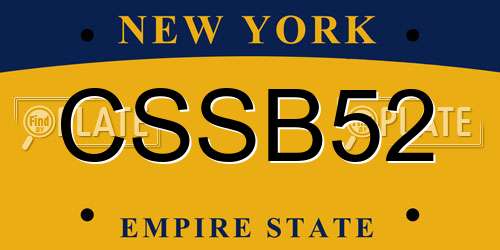 CSSB52 New York License Plate