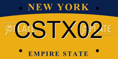 CSTX02 New York License Plate