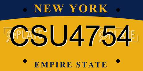 CSU4754 New York License Plate