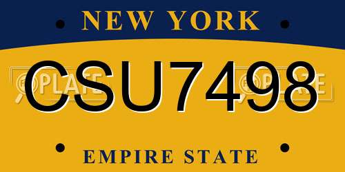 CSU7498 New York License Plate