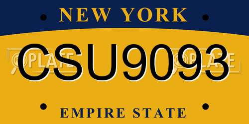 CSU9093 New York License Plate