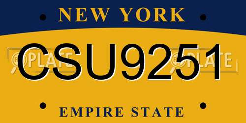 CSU9251 New York License Plate