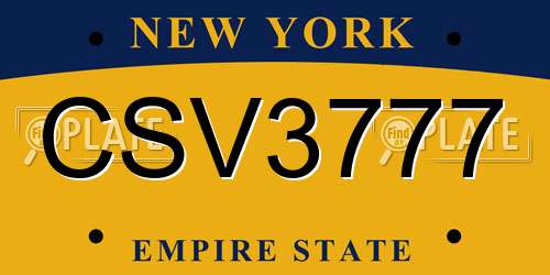 CSV3777 New York License Plate