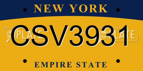 CSV3931 New York License Plate