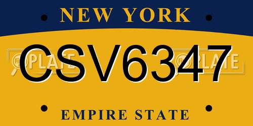CSV6347 New York License Plate