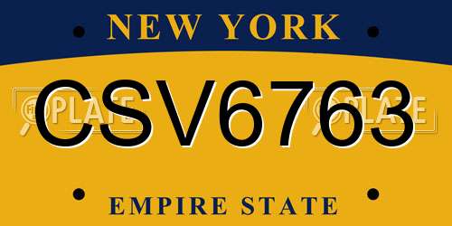 CSV6763 New York License Plate
