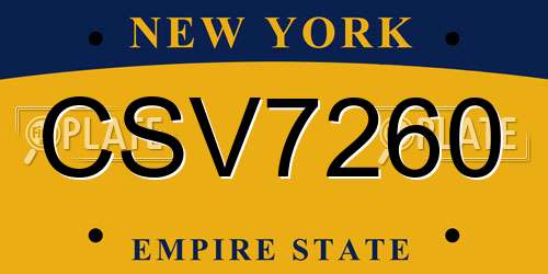 CSV7260 New York License Plate
