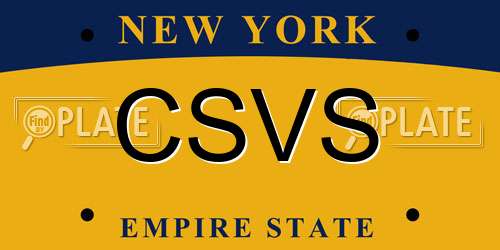 CSVS New York License Plate