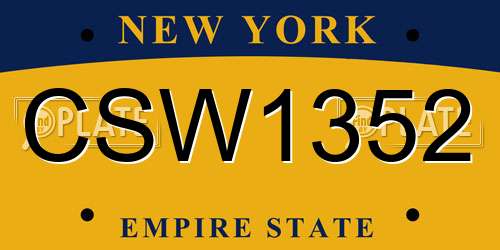 CSW1352 New York License Plate