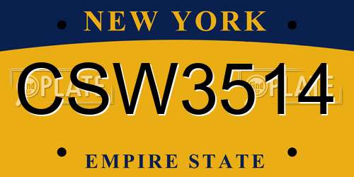 CSW3514 New York License Plate