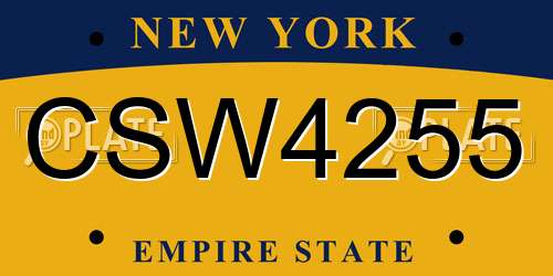 CSW4255 New York License Plate