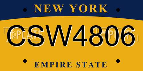 CSW4806 New York License Plate
