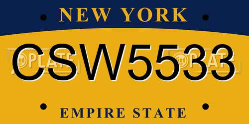 CSW5533 New York License Plate