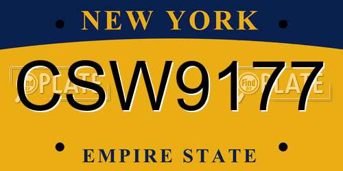 CSW9177 New York License Plate