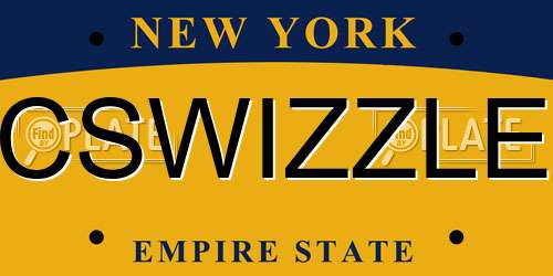 CSWIZZLE New York License Plate