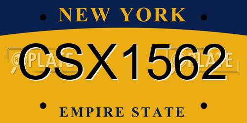 CSX1562 New York License Plate