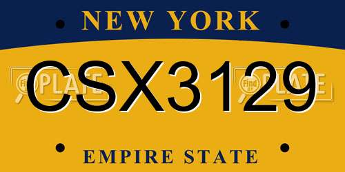 CSX3129 New York License Plate