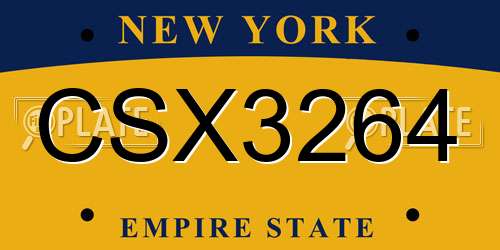 CSX3264 New York License Plate