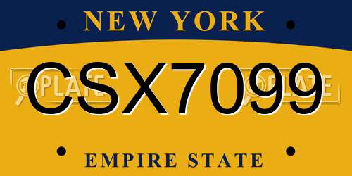 CSX7099 New York License Plate