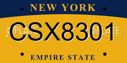 CSX8301 New York License Plate
