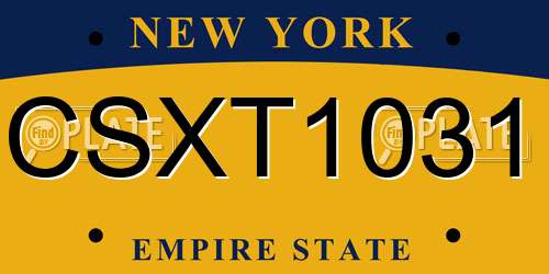 CSXT1031 New York License Plate
