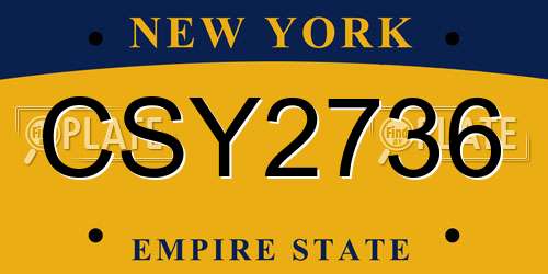 CSY2736 New York License Plate