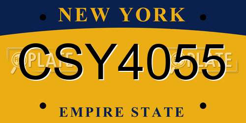 CSY4055 New York License Plate