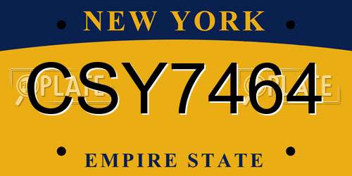 CSY7464 New York License Plate