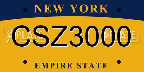 CSZ3000 New York License Plate