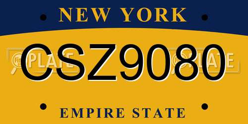CSZ9080 New York License Plate