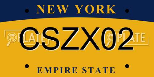 CSZX02 New York License Plate