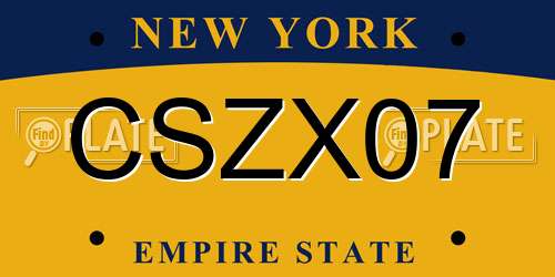 CSZX07 New York License Plate