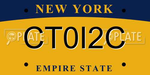 CT0I2C New York License Plate