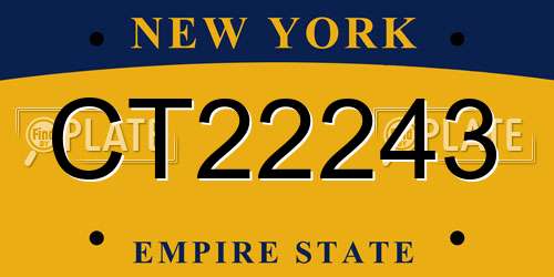 CT22243 New York License Plate