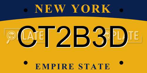CT2B3D New York License Plate