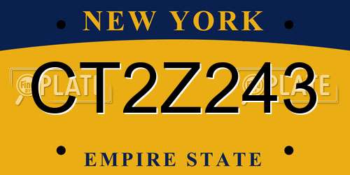 CT2Z243 New York License Plate