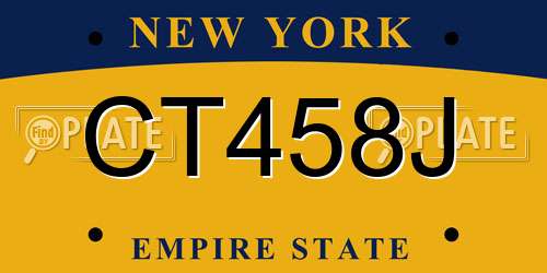 CT458J New York License Plate