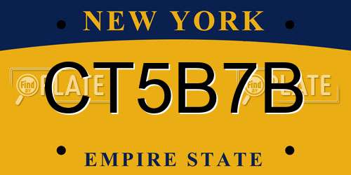CT5B7B New York License Plate