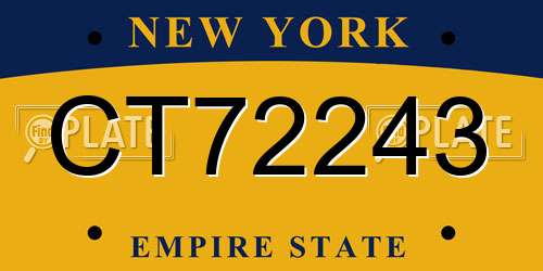CT72243 New York License Plate
