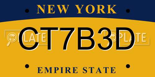 CT7B3D New York License Plate