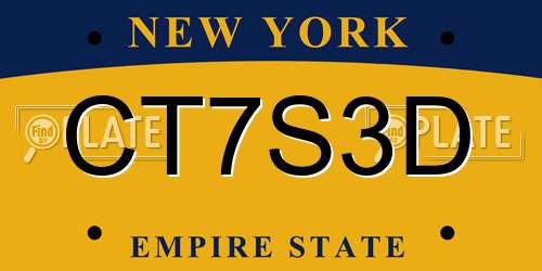 CT7S3D New York License Plate