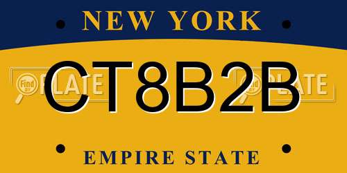 CT8B2B New York License Plate
